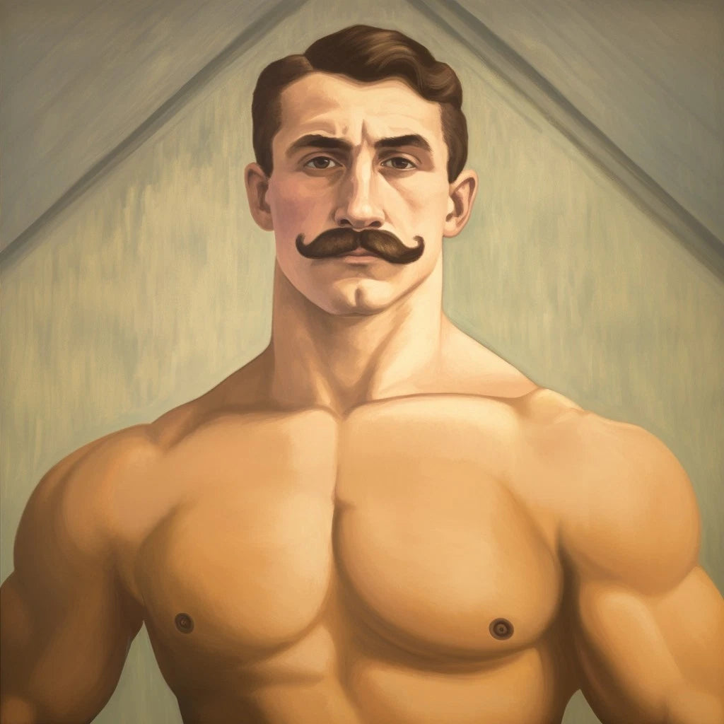 Portrait homme sportif belles moustaches retro acrylique sur toile originale - Kikooyou Art Gallery