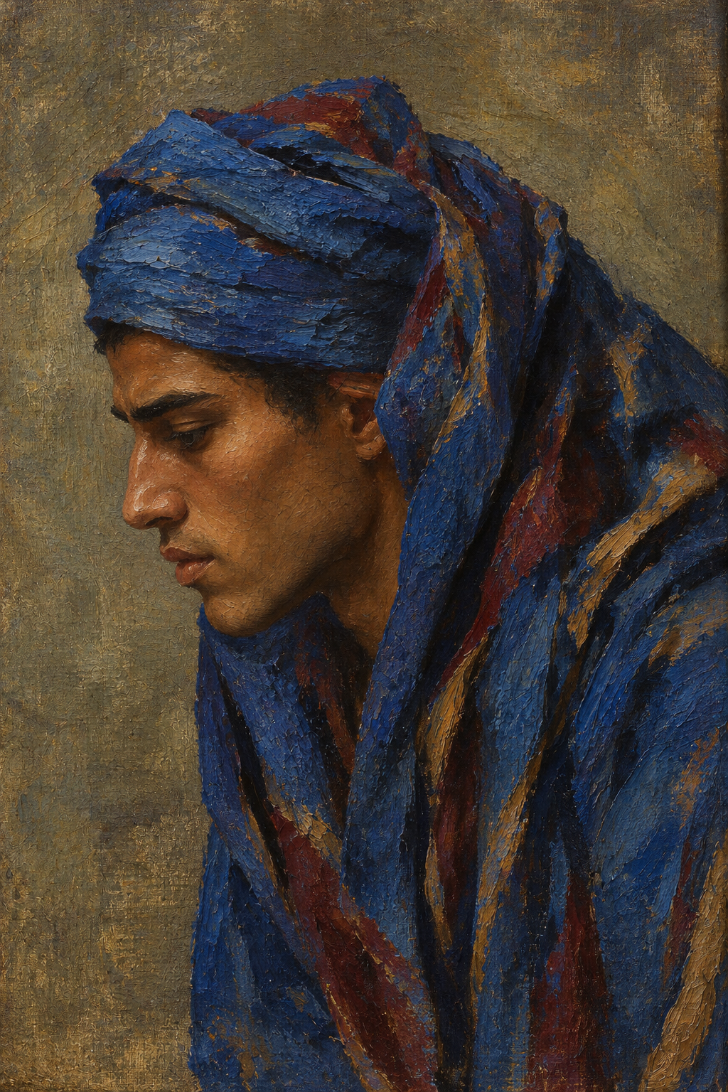 peinture huile sur toile faite sur commande - PORTRAIT BERBERE SAHARA