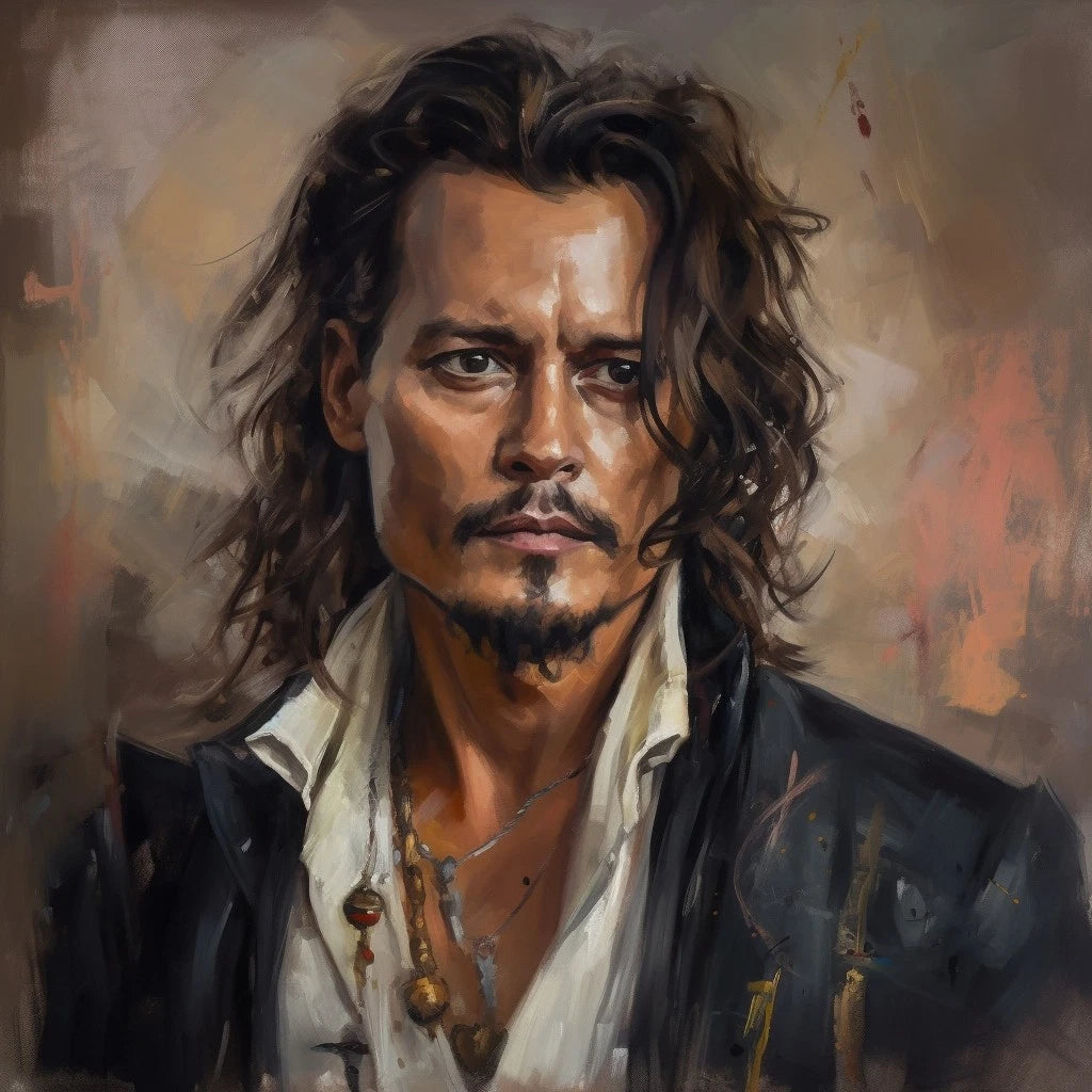 Portrait de Johnny Depp par Tullasky – Peinture Acrylique 100x100 cm - Kikooyou Art Gallery