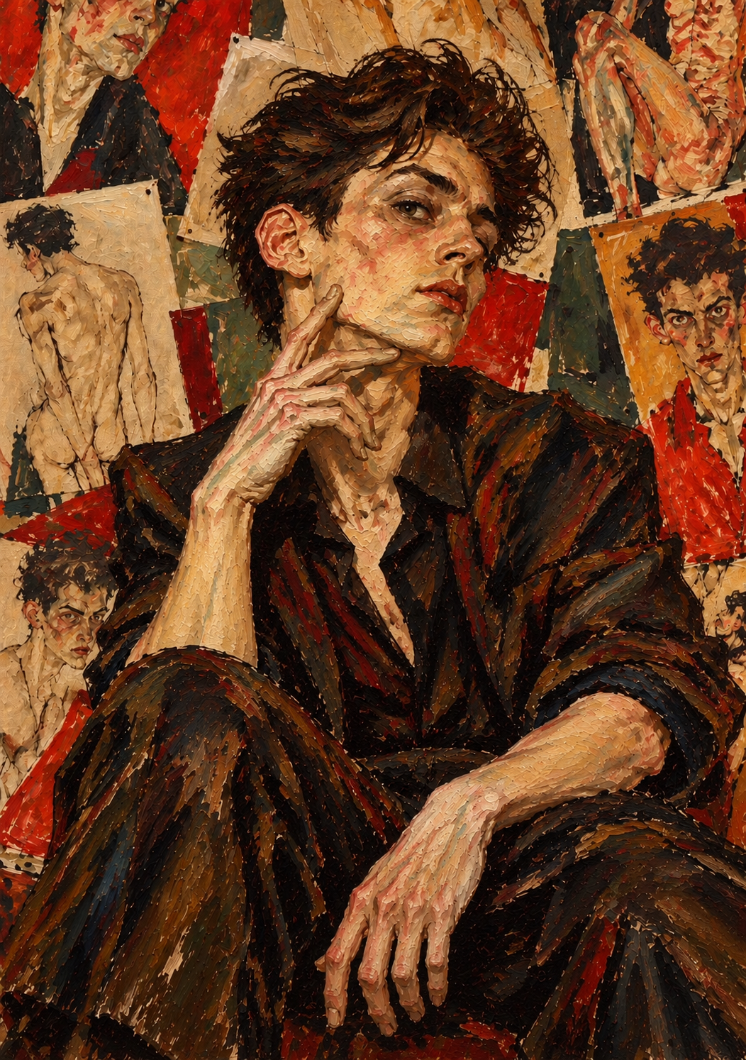 peinture huile sur toile faite SUR COMMANDE - PORTRAIT BOGOSSE EGON