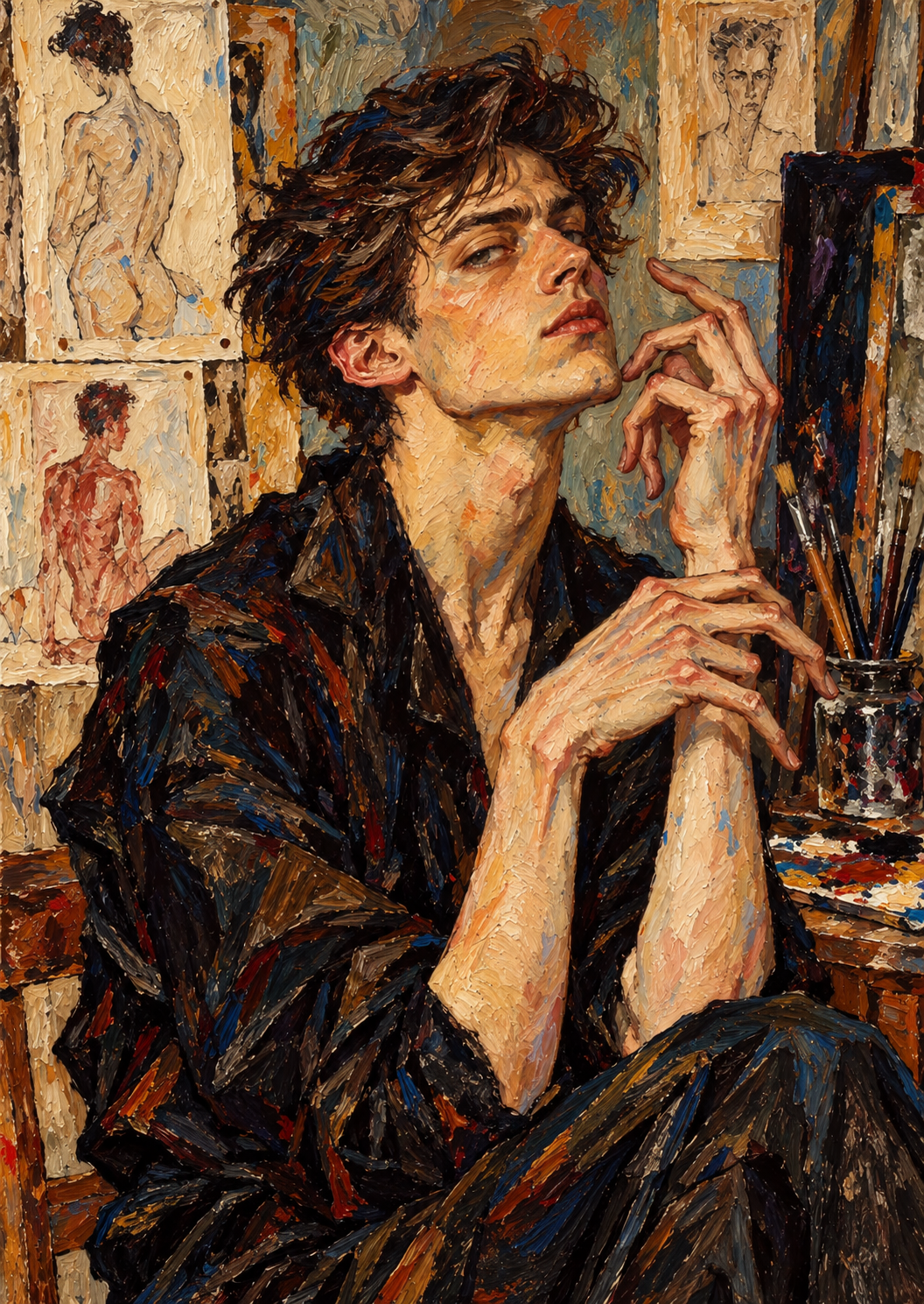 peinture huile sur toile faite SUR COMMANDE - PORTRAIT BOGOSSE EGON