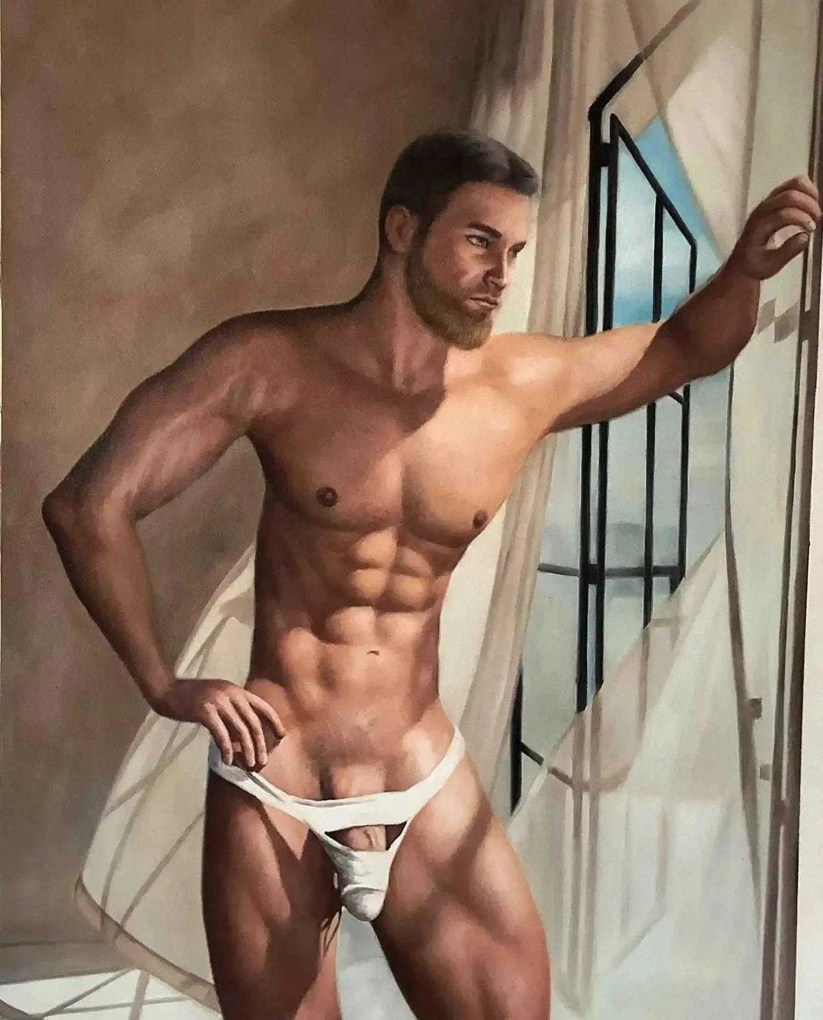 art érotique homme nu peinture huile sur toile originale signée - Kikooyou Art Gallery