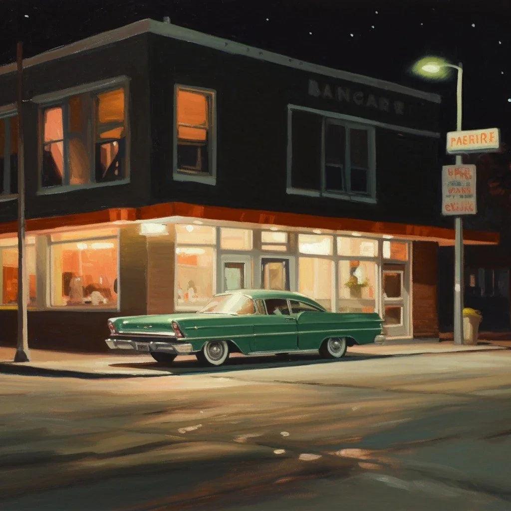 Tableau Original Tullasky – Série année 1950 voiture cadillac Vintage Amérique Rétro - Kikooyou Art Gallery - Kikooyou Art Gallery