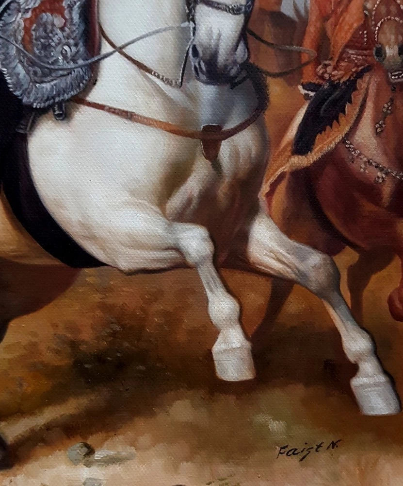 Tableau huile Frédéric II le grand à cheval, roi de Prusse - Kikooyou Art Gallery