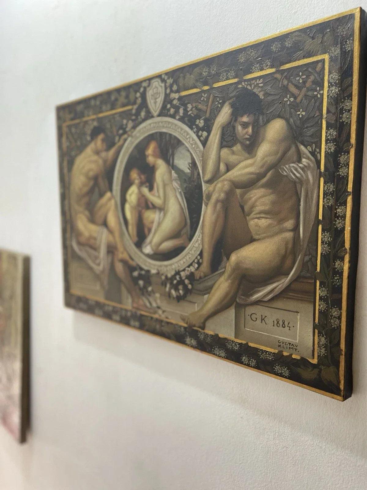 art-decoration-tableau-peinture-huile-toile-idylle-d'après Klimt - Kikooyou Art Gallery