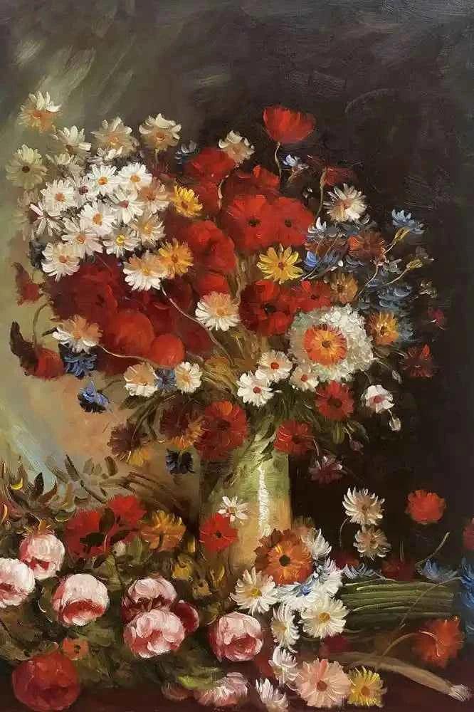 art-nature-morte-fleurs-vase-peinture-huile-toile - Kikooyou Art Gallery