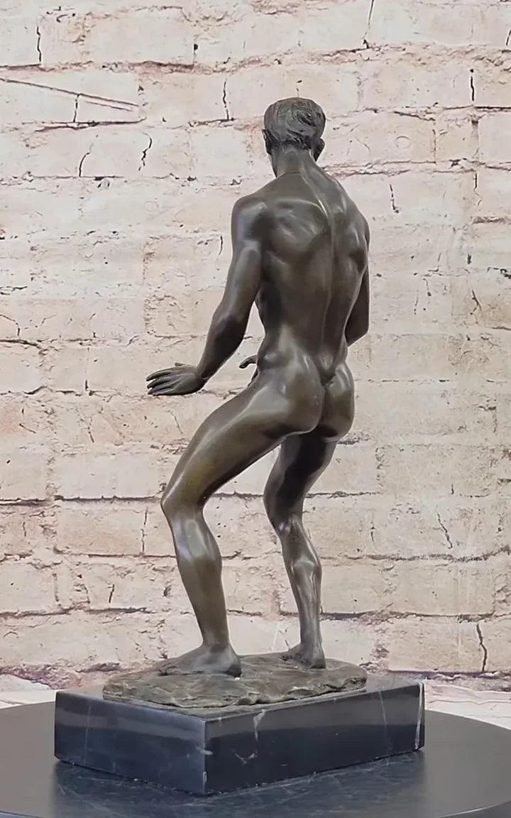 art-érotique-statue-bronze-male-homme-nu-énorme-sexe - Kikooyou Art Gallery