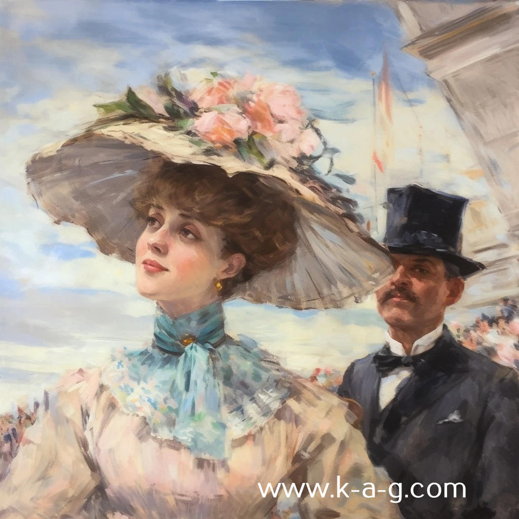 Week-end à Llandudno – Élégant couple 1900 – Acrylique 100x100cm - Kikooyou Art Gallery