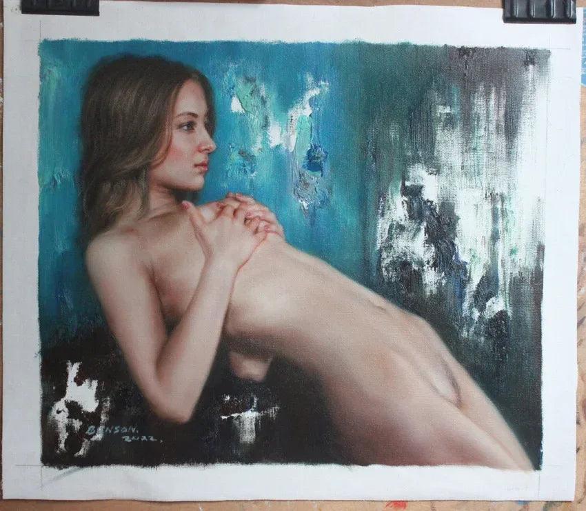 art-moderne-érotique-feminin-peinture-huile sur toile-originale-femme-nue-integrale - Kikooyou Art Gallery