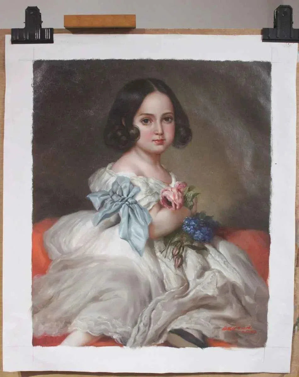 art-portrait-féminin-fille-princesse-peinture-huile-toile -Portrait d'après Winterhalter Princesse Charlotte - Kikooyou Art Gallery