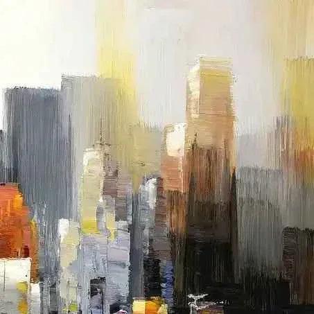 art-tableau-abstrait-New York-Manhattan Skyline en hiver-90x60cm-peint à la main - Kikooyou Art Gallery
