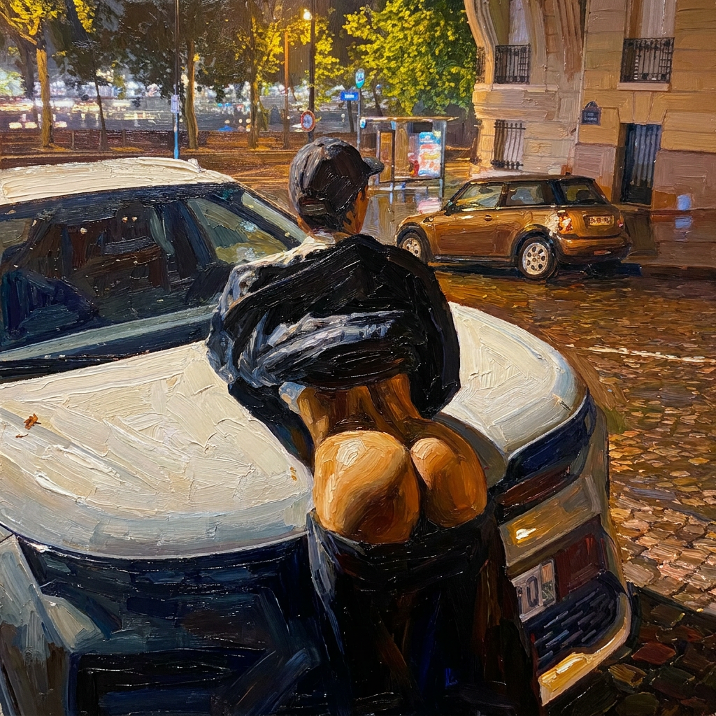 peinture huile sur toile faite sur commande - PORTRAIT BOGOSSE SEUL DANS LA NUIT