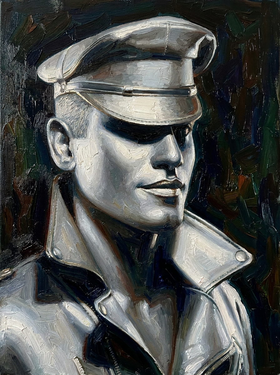 peinture huile sur toile faite sur commande - PORTRAIT BOGOSSE CUIR SM