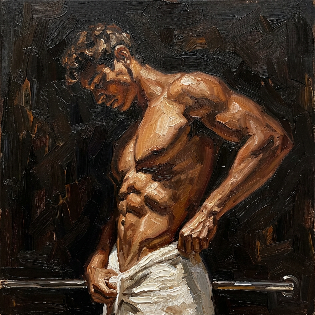 peinture huile sur toile faite sur commande - PORTRAIT BOGOSSE SHOWER