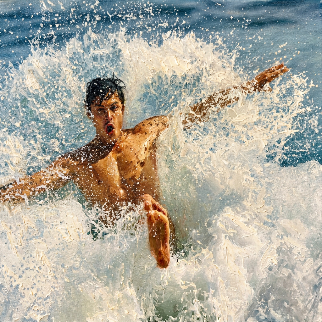 peinture huile sur toile faite sur commande - PORTRAIT BOGOSSE WAVE