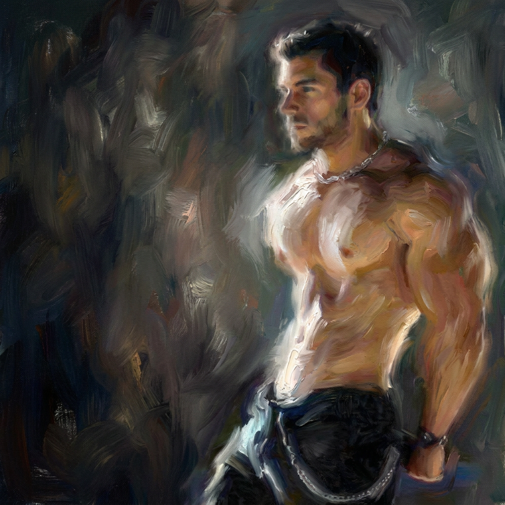 peinture huile sur toile faite sur commande - PORTRAIT BOGOSSE FLOU