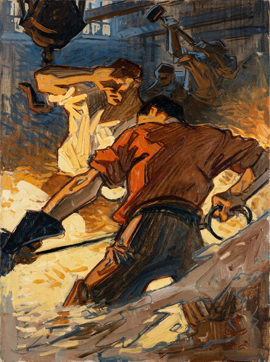 peinture huile sur toile faite sur commande - PORTRAIT BOGOSSE WORKERS