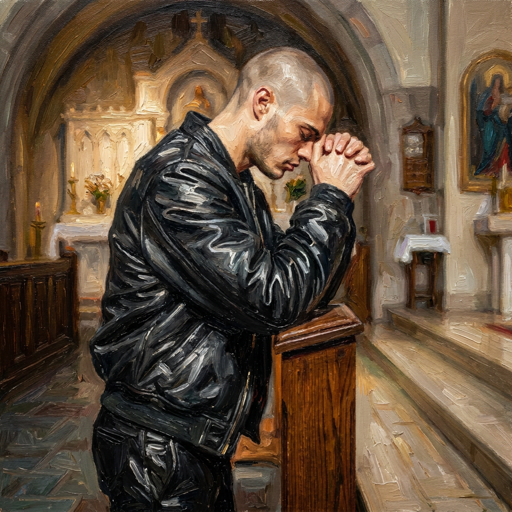 peinture huile sur toile faite sur commande - PORTRAIT PRAYER