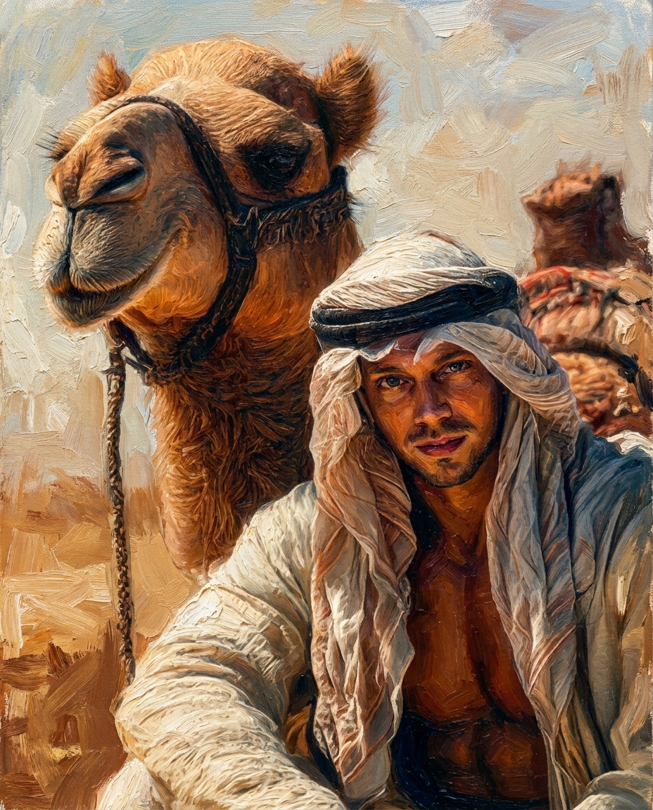 peinture huile sur toile faite sur commande - PORTRAIT BEDOUIN