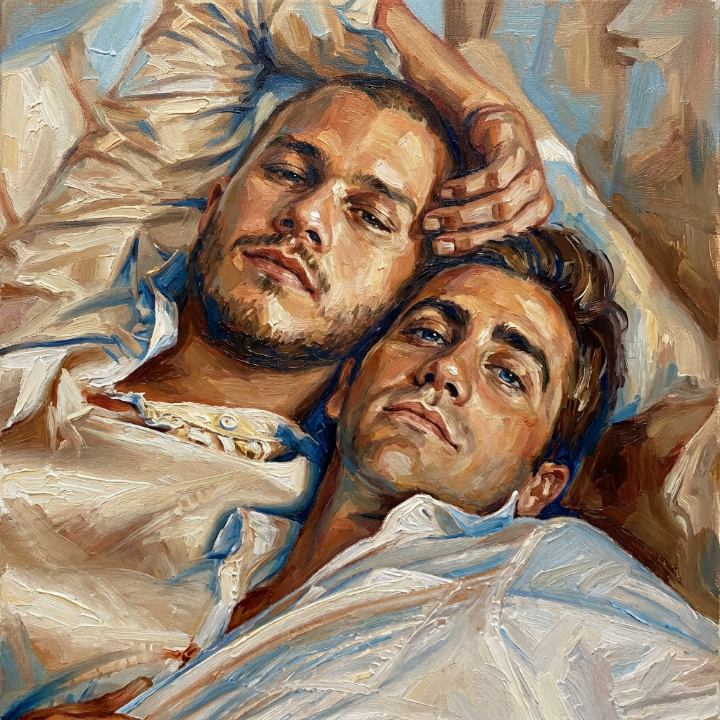 peinture huile sur toile faite sur commande - PORTRAIT GAY LOVERS
