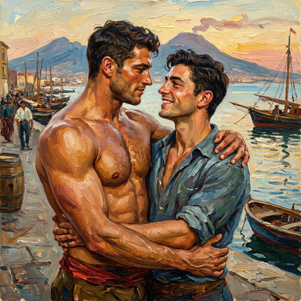 peinture huile sur toile faite sur commande - PORTRAIT PECHEUR LOVERS