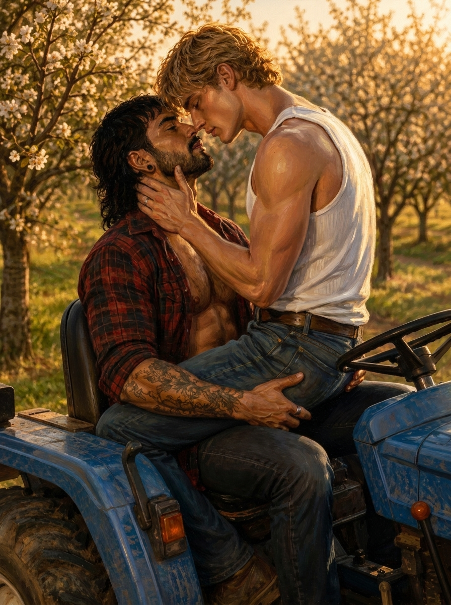 peinture huile sur toile faite sur commande - PORTRAIT BOGOSSE gay lovers