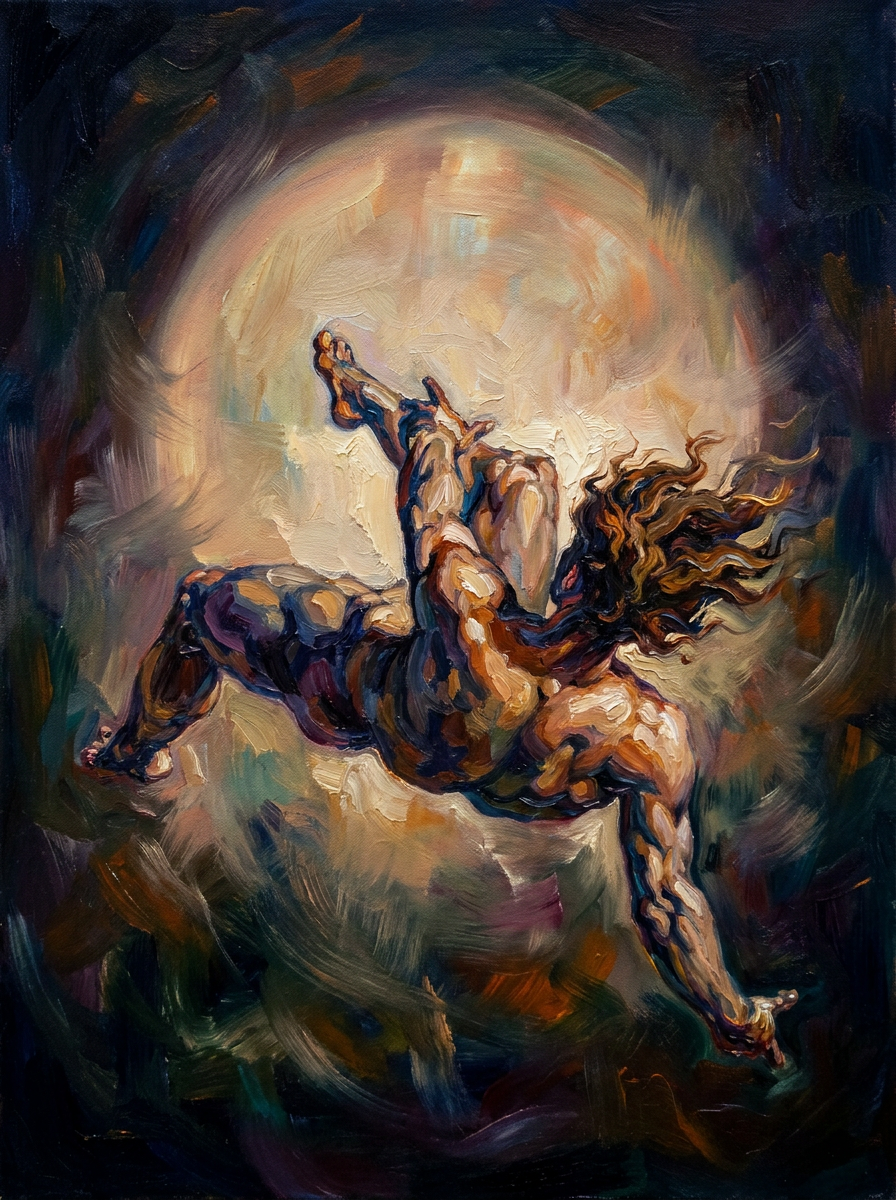 peinture huile sur toile faite sur commande - PORTRAIT ETRANGE SAUT