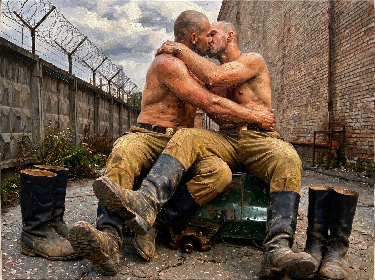 peinture huile sur toile faite sur commande - PORTRAIT BOGOSSE SOLDAT LOVERS