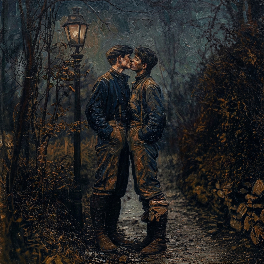 peinture huile sur toile faite sur commande - PORTRAIT GAY LOVERS