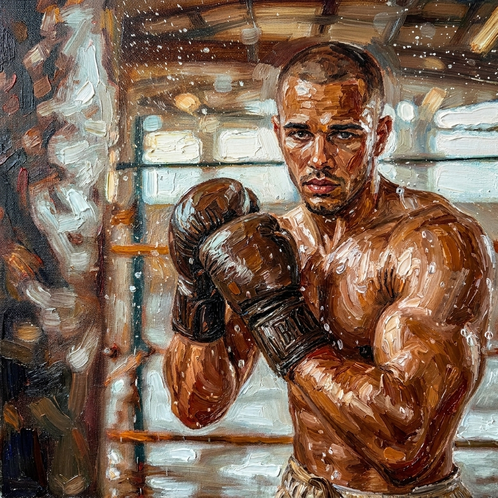 peinture huile sur toile faite sur commande - PORTRAIT BOGOSSE boxeur