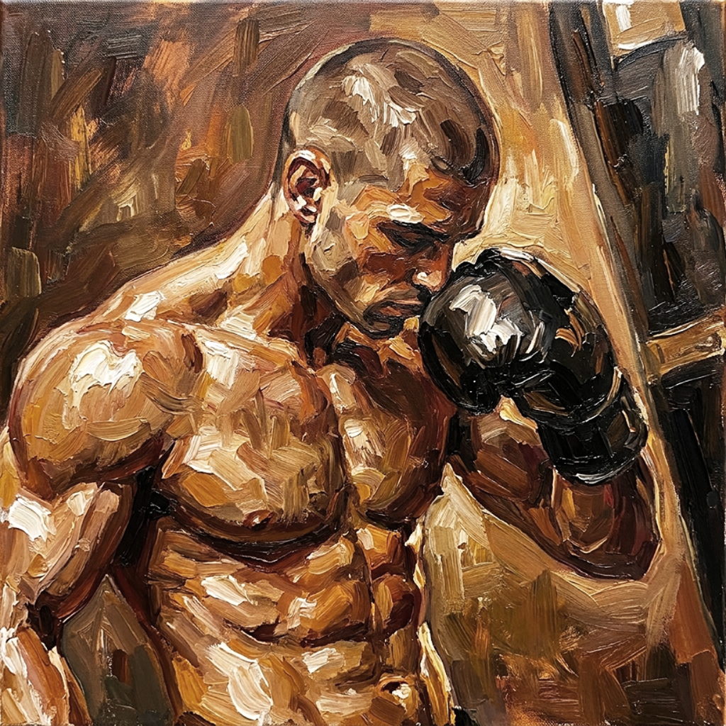 peinture huile sur toile faite sur commande - PORTRAIT BOGOSSE boxeur