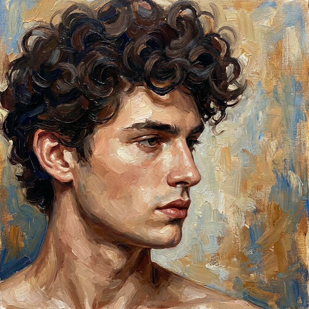 peinture huile sur toile faite sur commande - PORTRAIT JEUNE BOGOSSE