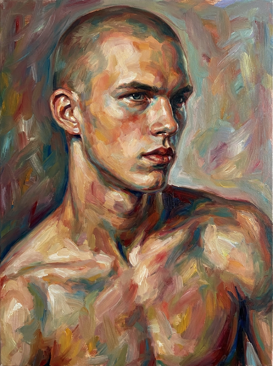 peinture huile sur toile faite sur commande - PORTRAIT JEUNE BOGOSSE