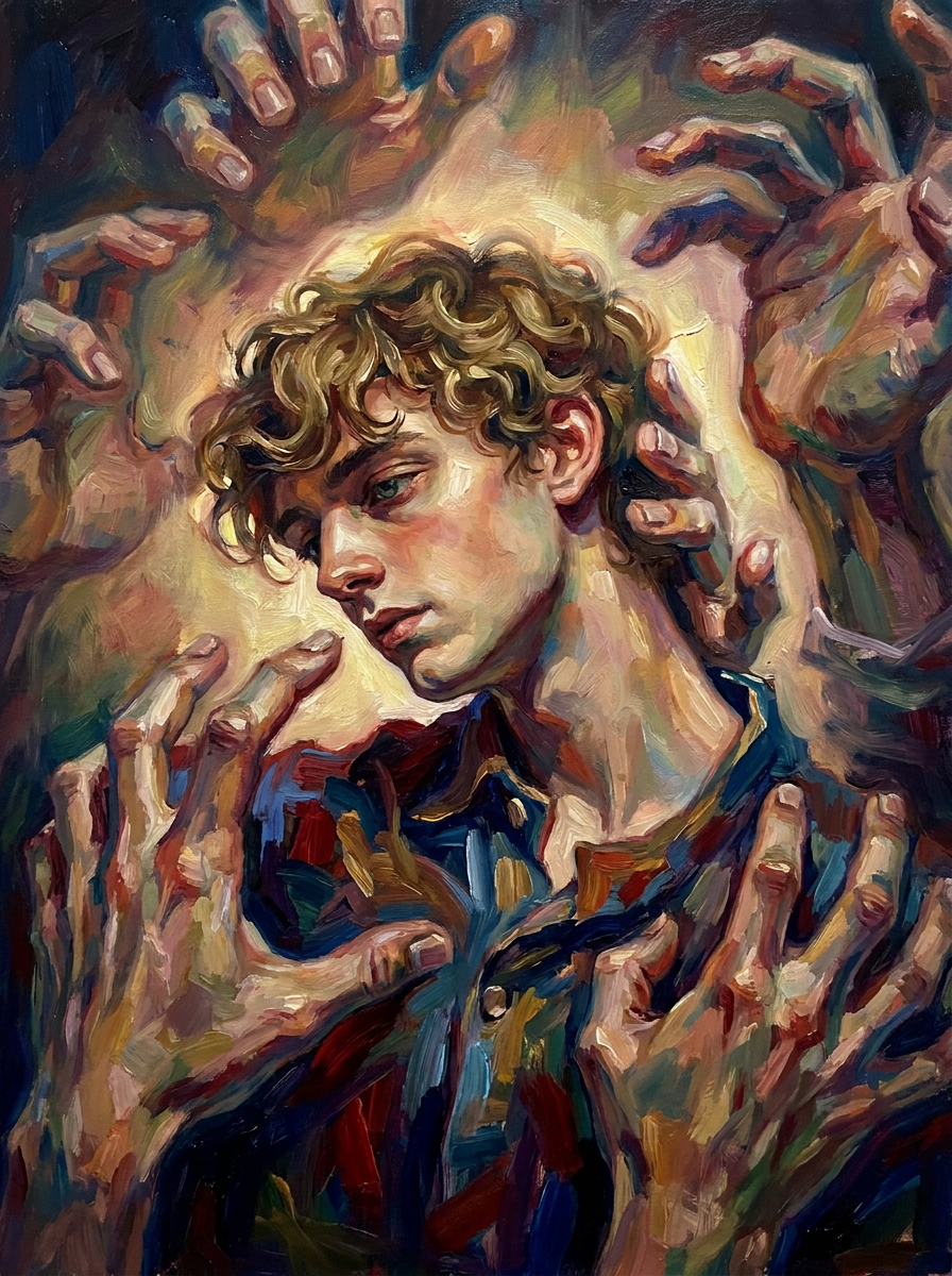 peinture huile sur toile faite sur commande - PORTRAIT GAY LOVERS harcèlement