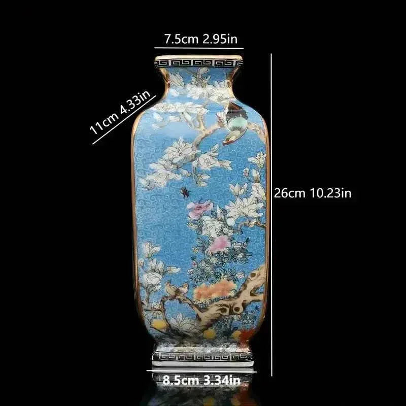 vase-émaillé-céramique-chinoise-bleu-oiseaux - Kikooyou Art Gallery