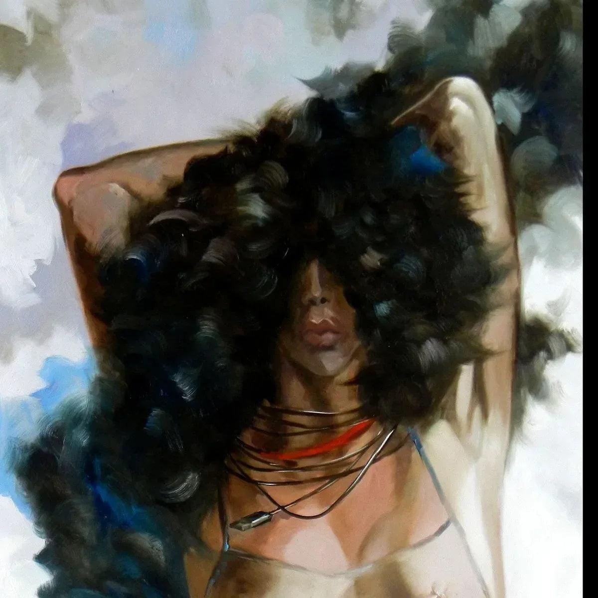 art-moderne-portrait-erotique-feminin-femme-nue-peinture-huile-toile - Kikooyou Art Gallery
