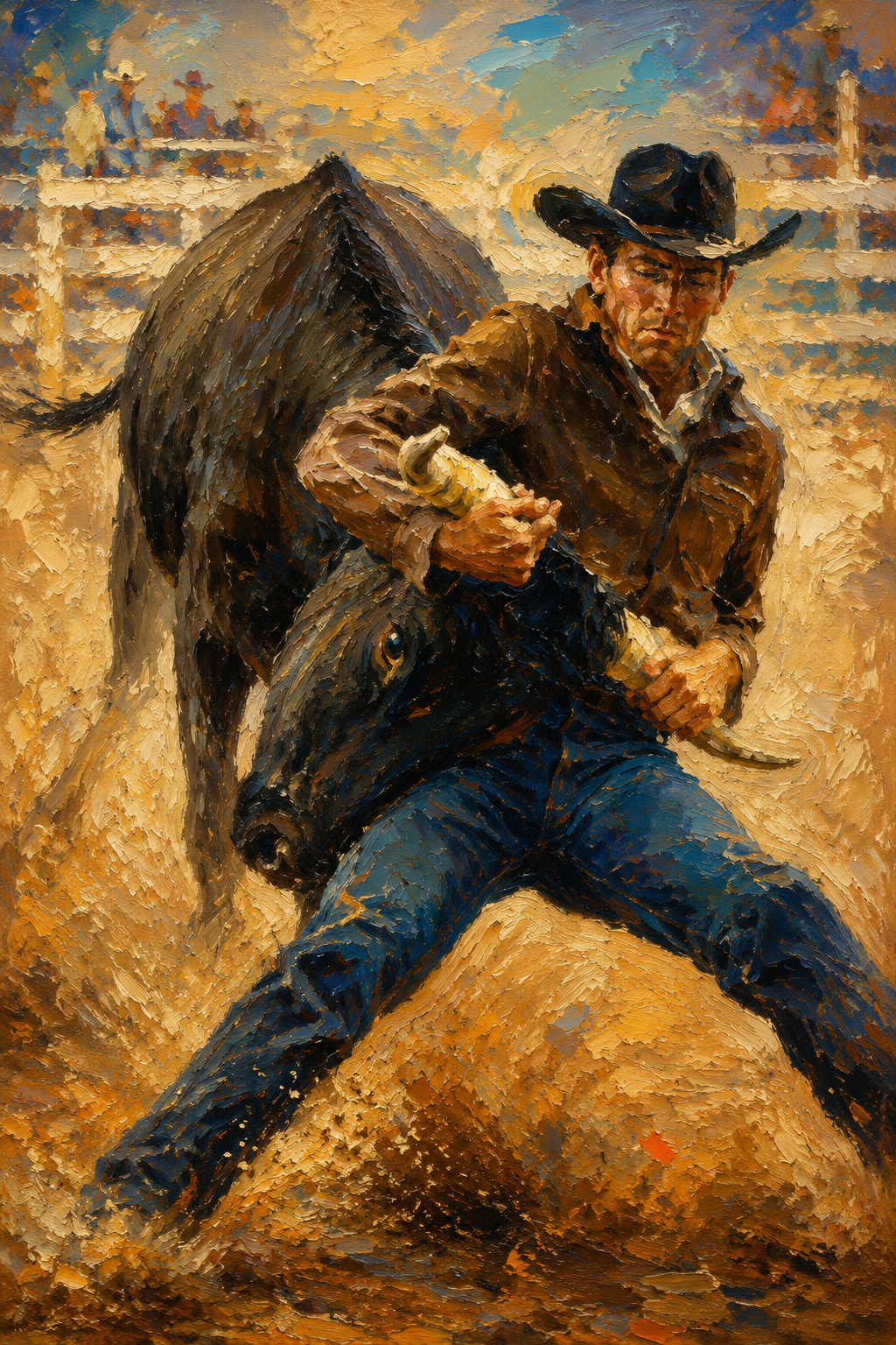 peinture huile sur toile faite sur commande - PORTRAIT AUTRE MONDE COWBOY