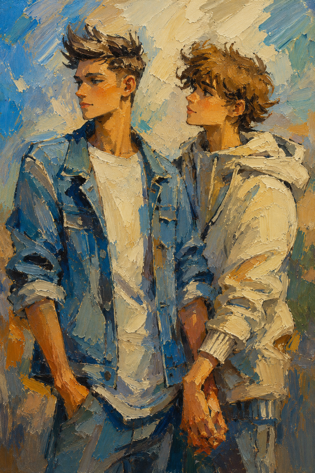 peinture huile sur toile faite sur commande - PORTRAIT GAY LOVERS
