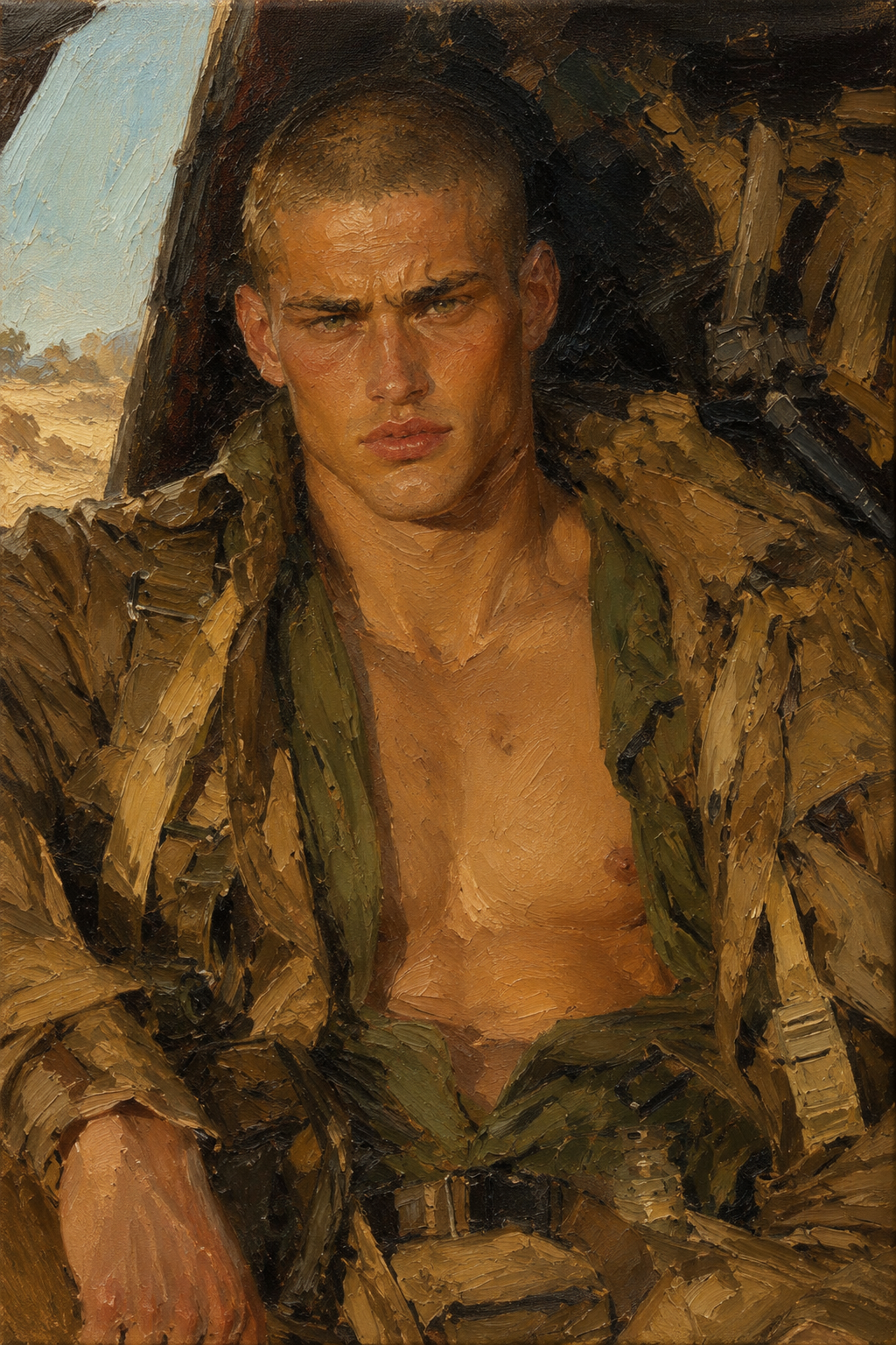 peinture huile sur toile faite sur commande - PORTRAIT BOGOSSE AVIATOR