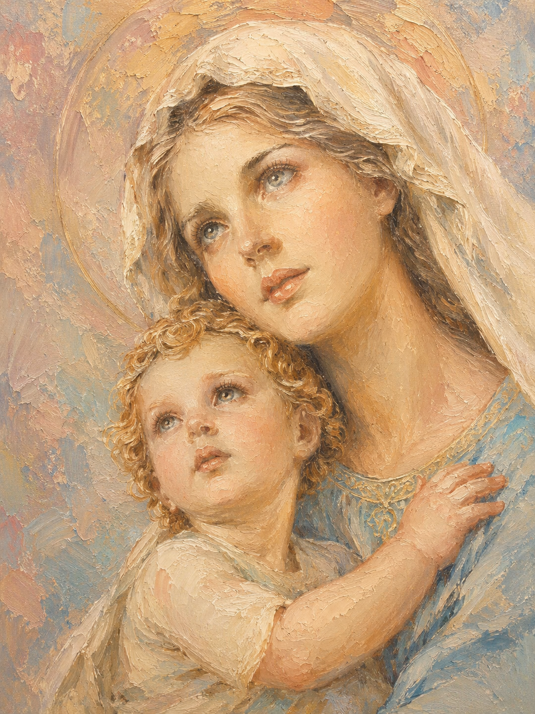 peinture huile sur toile faite sur commande - PORTRAIT MERE ET ENFANT