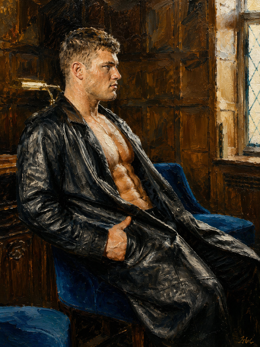 peinture huile sur toile faite sur commande - PORTRAIT BOGOSSE cuir