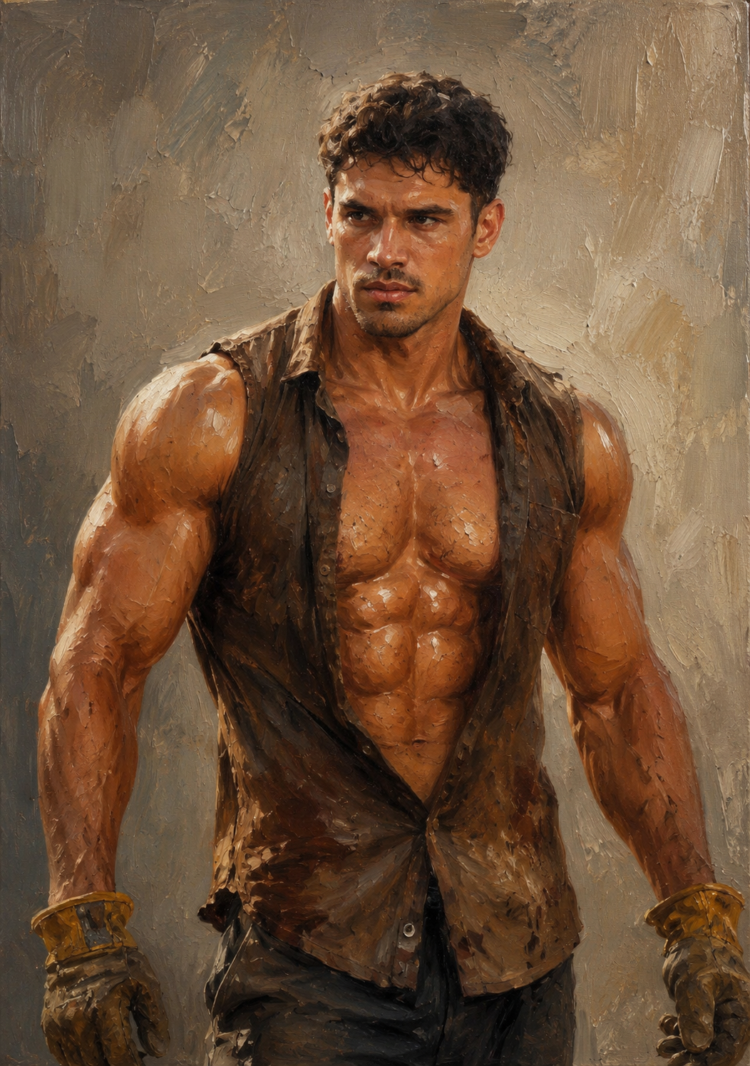 peinture huile sur toile faite sur commande - PORTRAIT OUVRIER