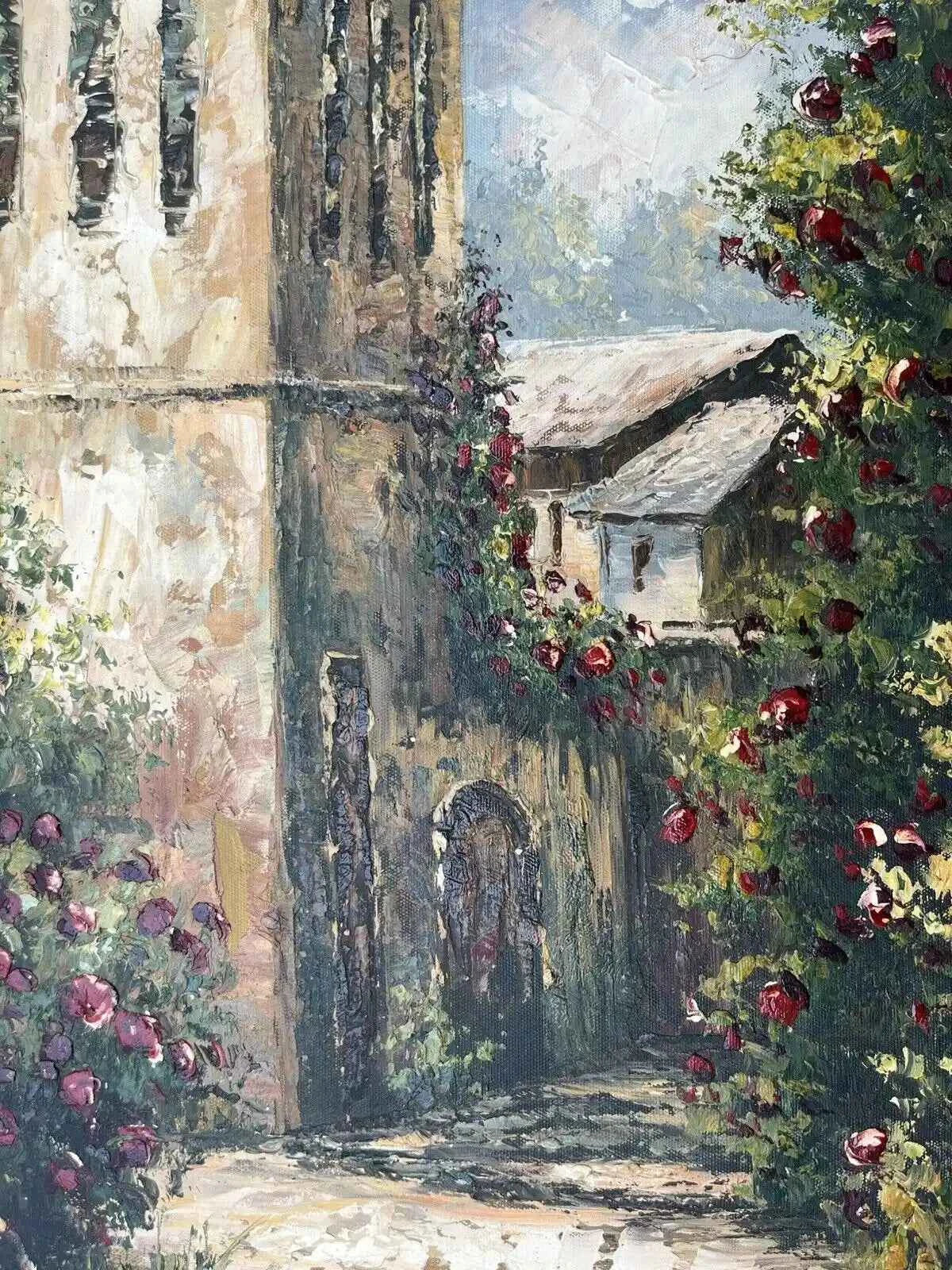 art-paysage-village-jardin-peinture-huile-toile