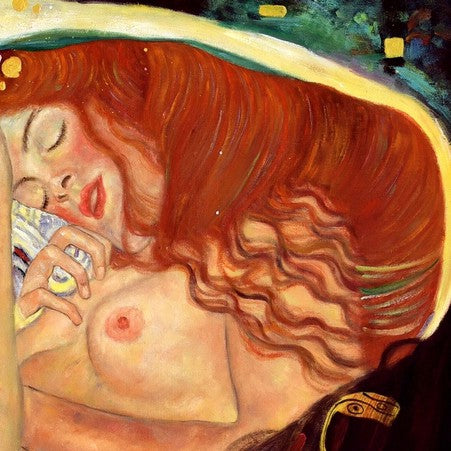 art-deco-portrait-feminin-femme-Danae-peinture-huile-toile