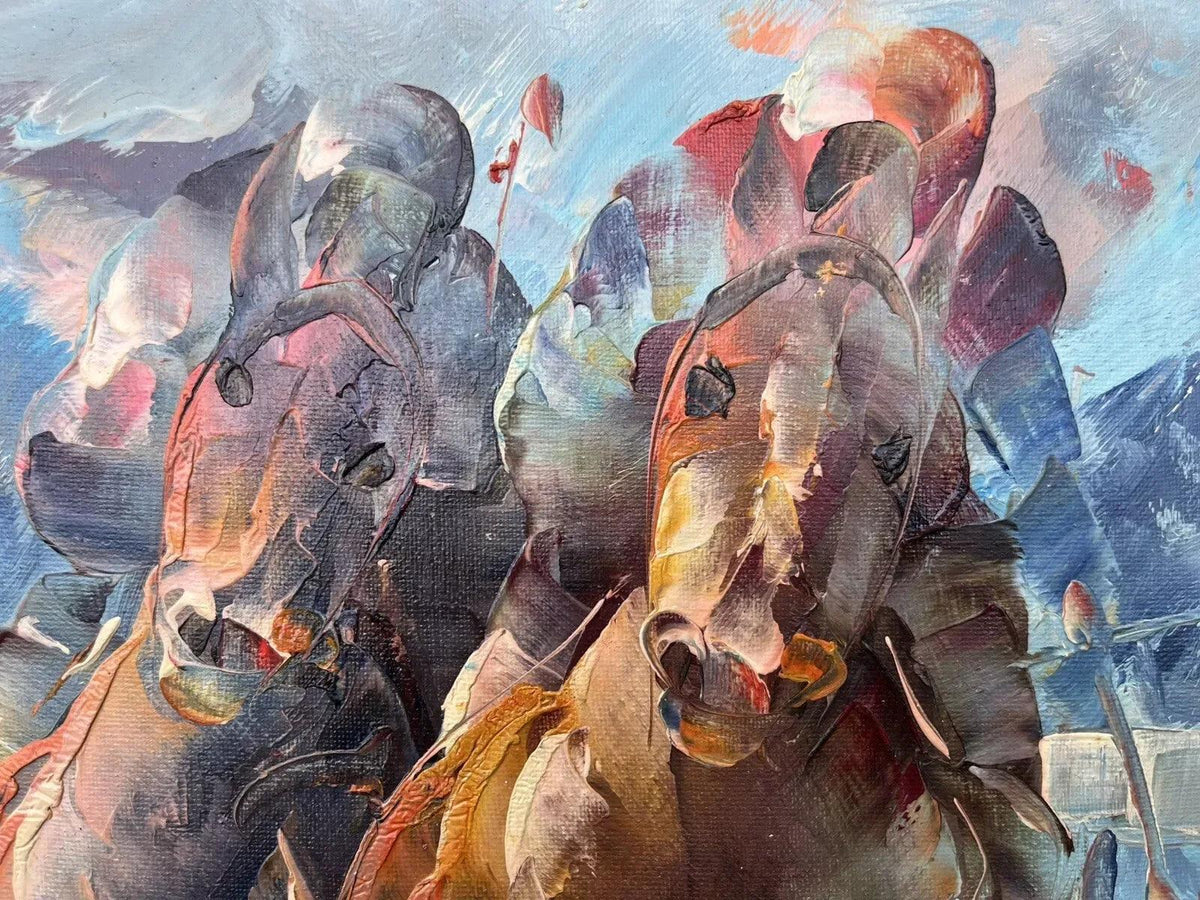 art-scène-vie-course-hippique-chevaux-galop-peinture-huile-toile - Kikooyou Art Gallery