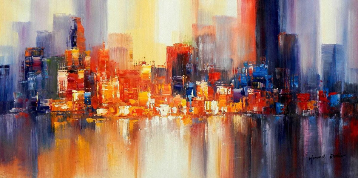 Peinture à l'huile 80 x 140cm skyline ville New York peinte à la main huile sur toile SUR COMMANDE - Kikooyou Art Gallery