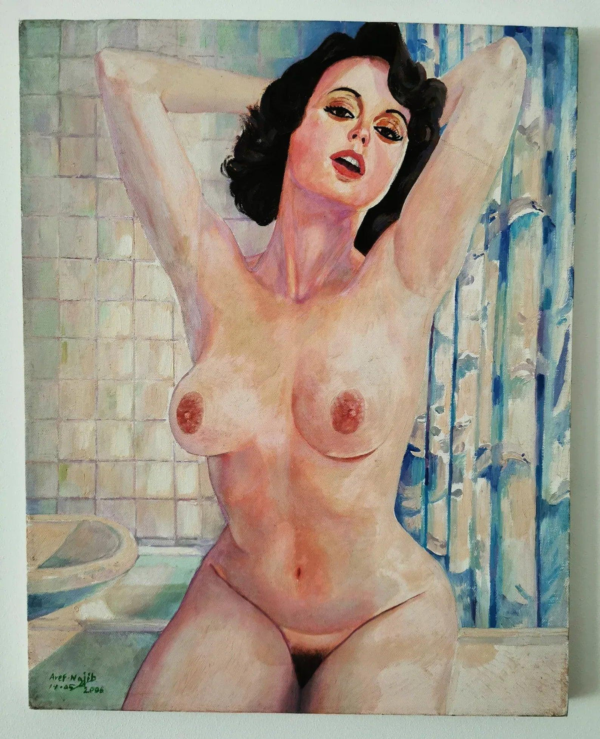 art-decoration-tableau-peinture-huile-toile-portrait-feminin-femme-nue-integrale - Kikooyou Art Gallery