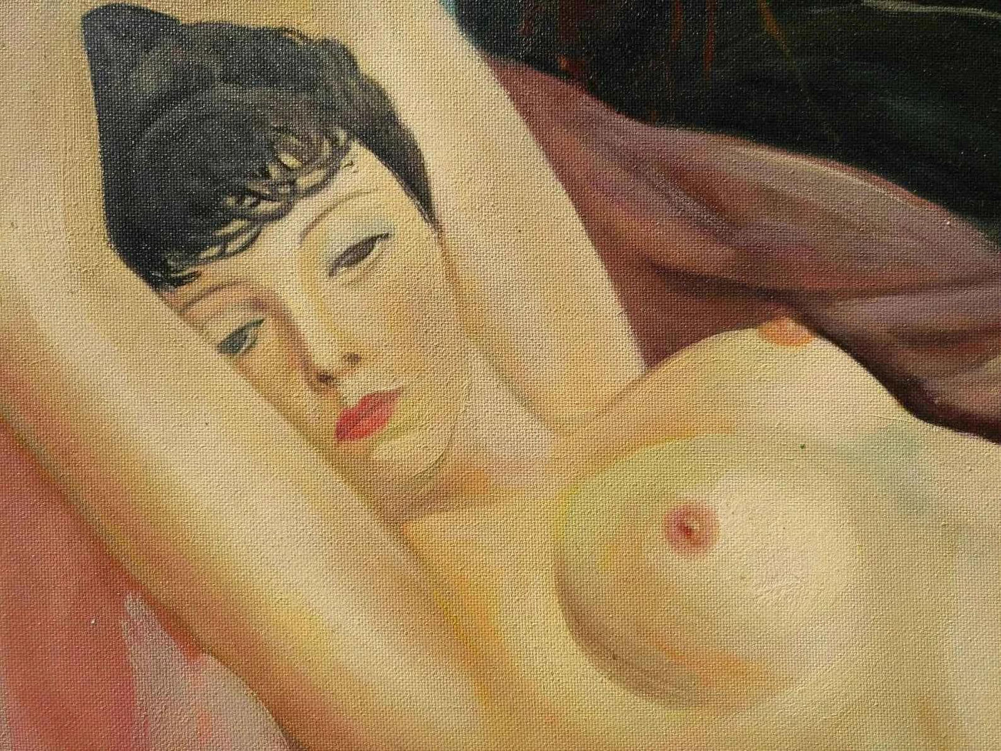 art-moderne-nue-féminin-femme-allongée-peinture-huile-toile - Kikooyou Art Gallery