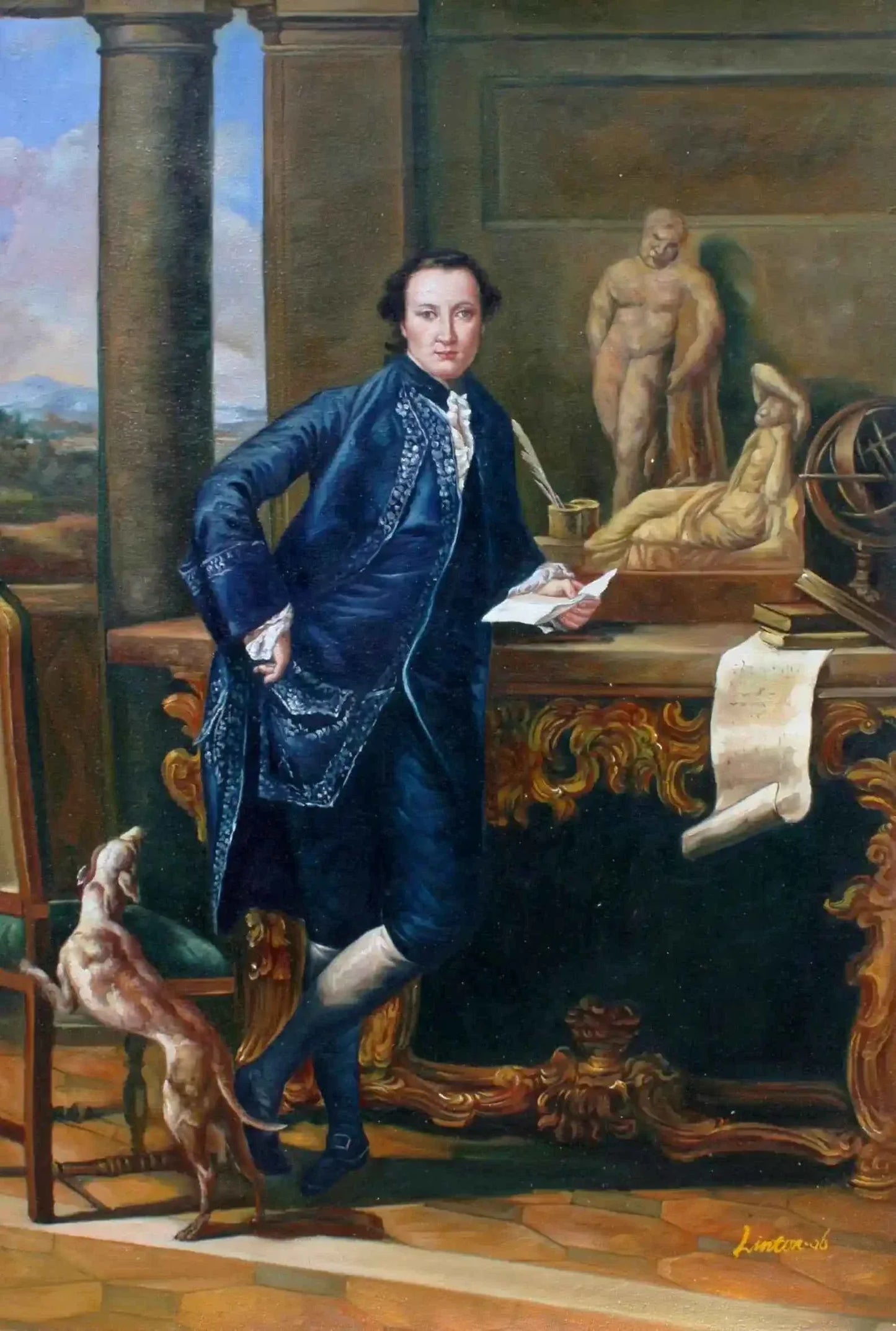 art-portrait-pied-noble-homme-personnage-peinture-huile-toile - Kikooyou Art Gallery