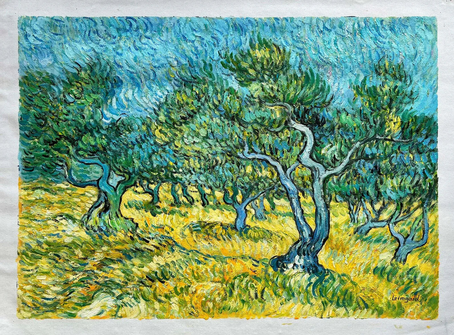 art-decoration-peinture-huile-toile-paysage-campagne-champ-oliviers - Kikooyou Art Gallery